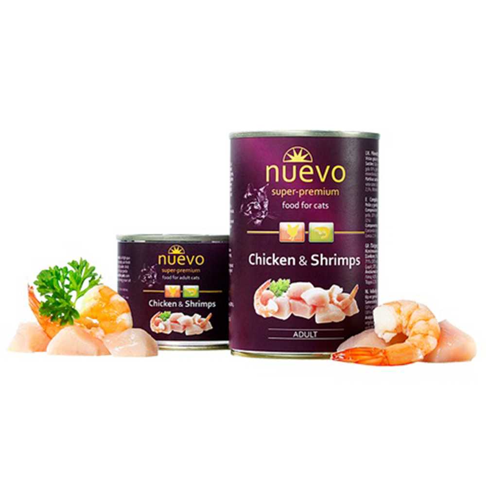 Корм конс. NUEVO ADULT з куркою та креветками, для котів, 400г.