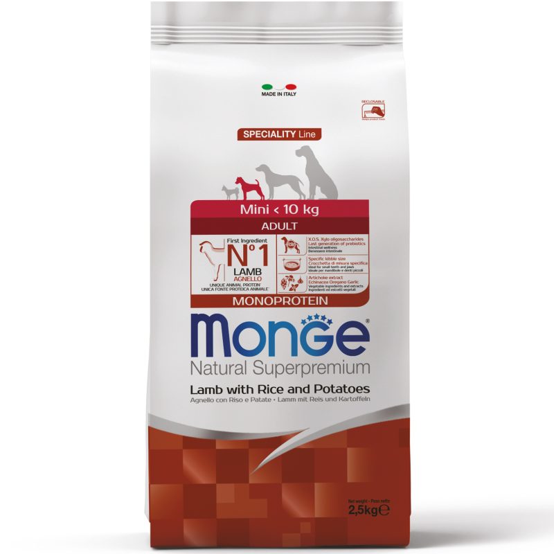 Monge Dog Mini Adult ягня, рис та картопля 2,5кг.