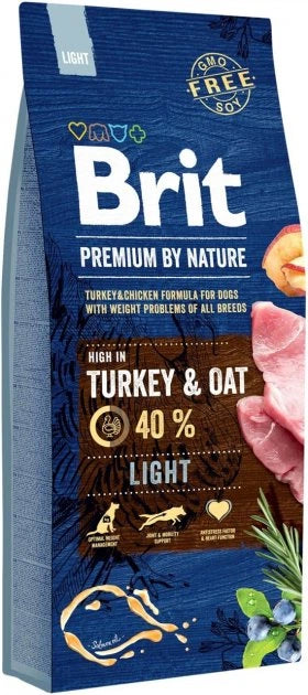 Сухий корм для собак з надмірною вагою Brit Premium Dog Light з індичкою 15 кг