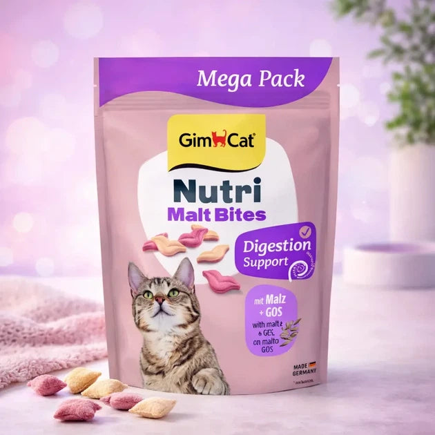 Вітаміни GimCat NUTRI MALT BITES для дорослих котів для виведення грудочок шерсті з мальтом ціна за 1 шт