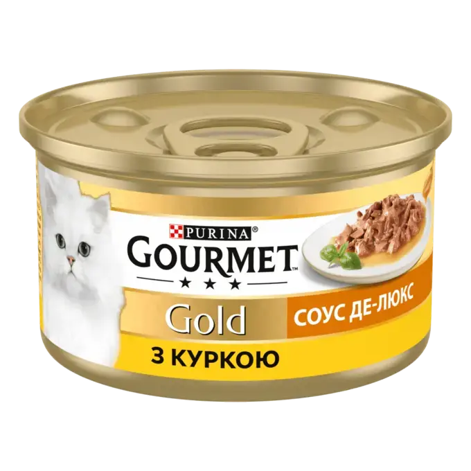 GOURMET Gold. Соус Де-Люкс. Шматочки у соусі. З куркою 85г.