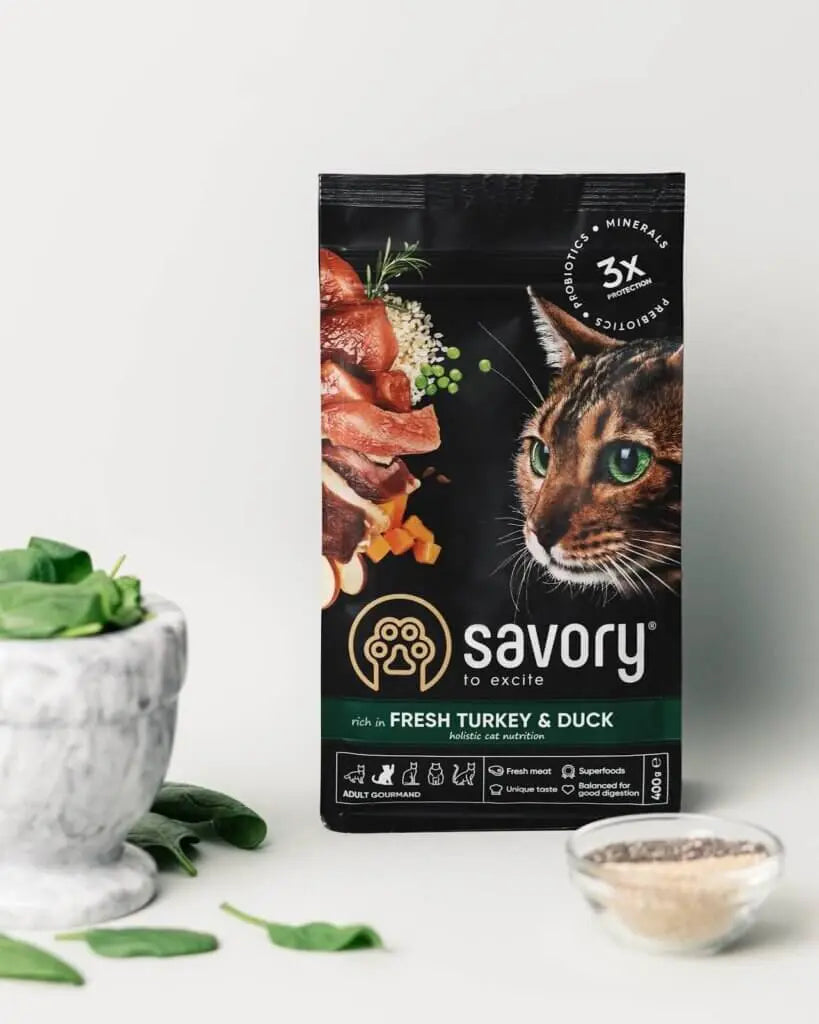 Корм SAVORY сухий для котів гурманів зі свіжою індичкою та качкою 0.4кг арт.30044