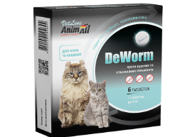 AnimAll VetLine DeWorm ДеВорм антигельмінтний препарат для котів та кошенят, 6 таб.