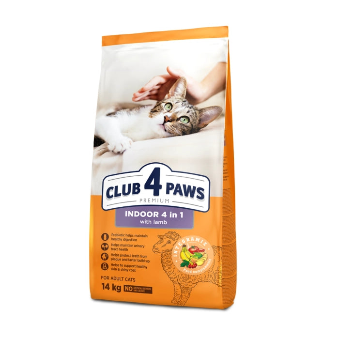 Клуб 4 Лапи Adult Cats Indoor 4 in 1 with Lamb - сухий корм з ягням для котів без доступу на вулицю