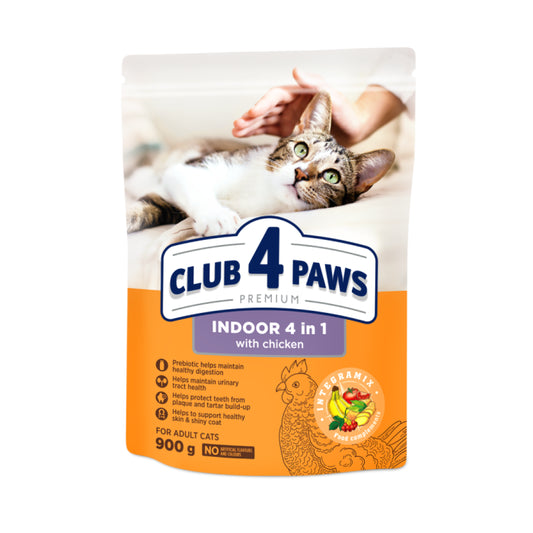 Клуб 4 Лапи Adult Cats Indoor 4 in 1 - сухий корм для котів без доступу на вулицю