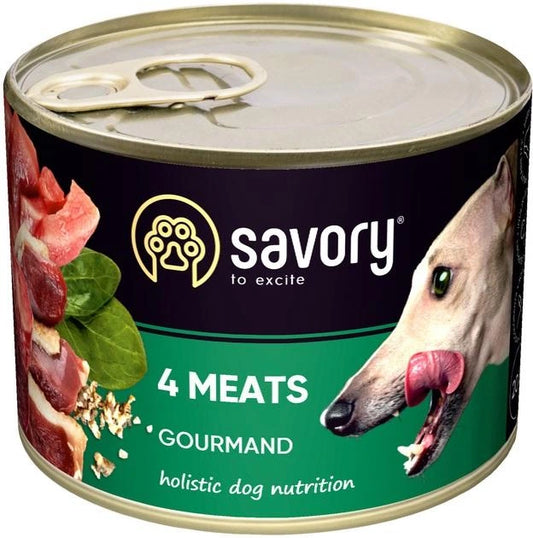 Вологий корм для собак Savory з чотирма видами м'яса 200 г