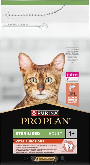Сухий корм для дорослих стерилізованих кішок Purina PRO PLAN Sterilised Adult 1+ Vital Functions з лососем 10 кг