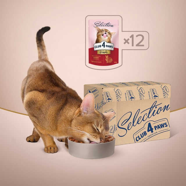 Клуб 4 Лапи Selection - вологий корм зі смужками кролика в соусі для дорослих котів