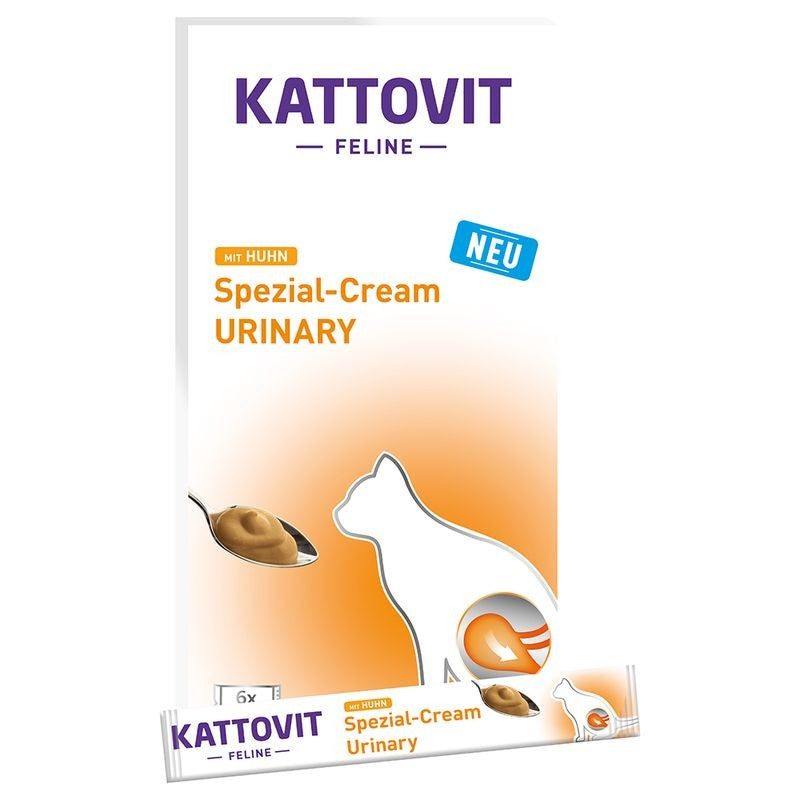 Kattovit Feline Urinary paste with chicken, кремові снеки для котів при сечокам'яній хворобі, з куркою, 6 стіків по 15 г