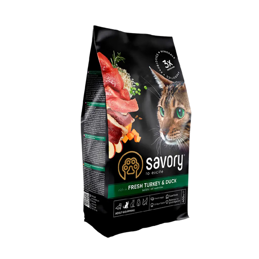 Корм SAVORY сухий для котів гурманів зі свіжою індичкою та качкою 0.4кг арт.30044