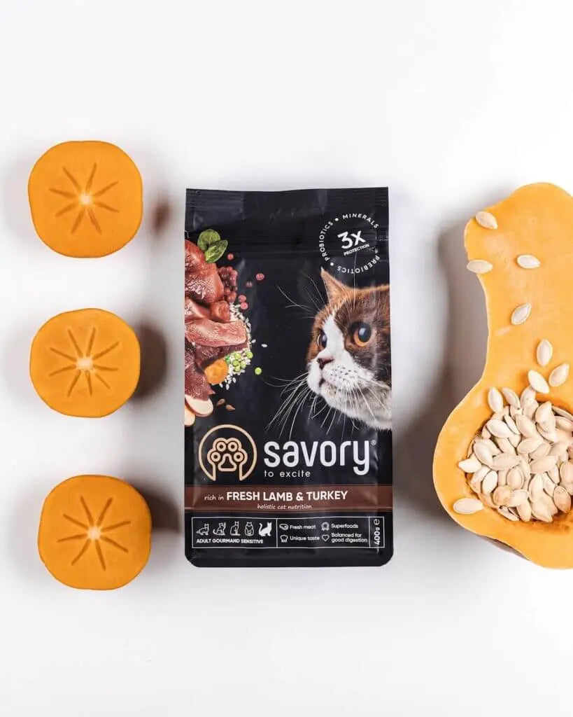 Корм SAVORY сухий для котів з чутливим травленням зі свіжим ягням та індичкою 0.4кг арт.30075