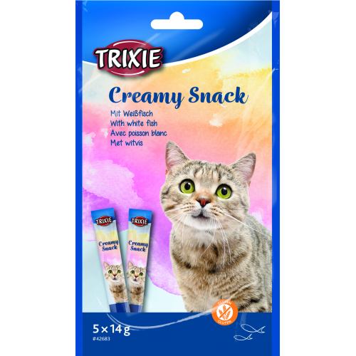 Ласощі Trixie Creamy Snacks для котів з білою риби 5шт х 14г.