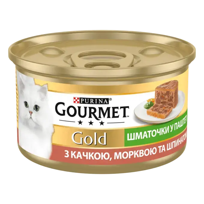 GOURMET Gold. Шматочки в паштеті. З качкою, морквою та шпинатом 85г.