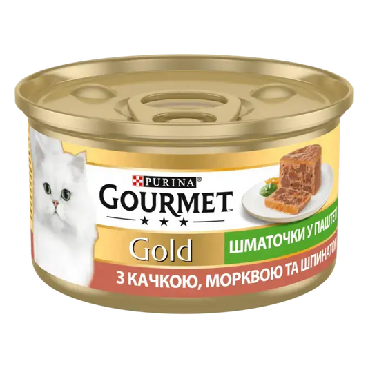 GOURMET Gold. Шматочки в паштеті. З качкою, морквою та шпинатом 85г.