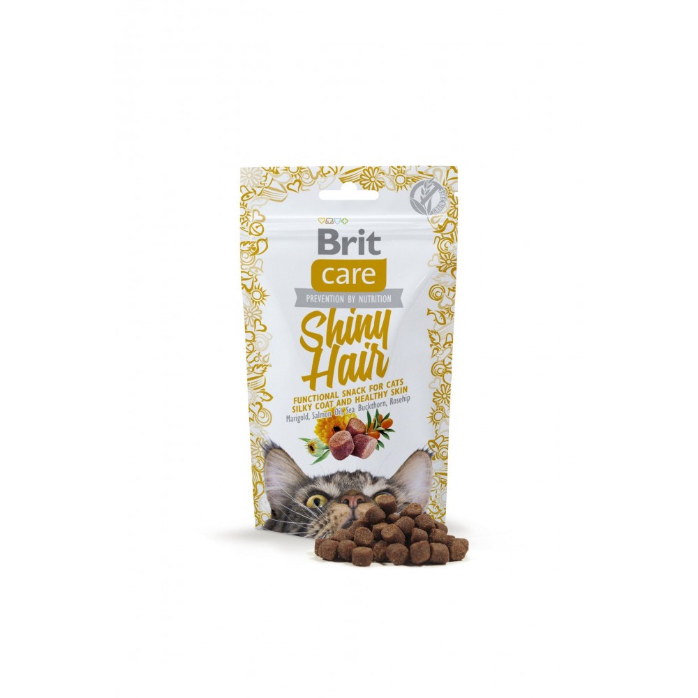Функціональні ласощі Brit Care Shiny Hair з лососем для котів, 50г.