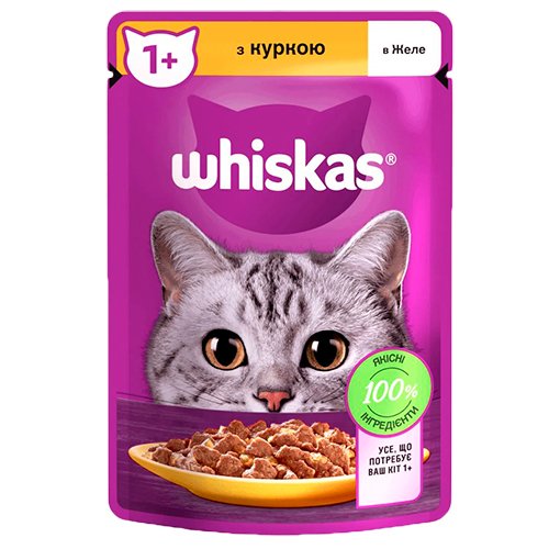 Вологий корм для котів Whiskas з куркою в желе 85г.