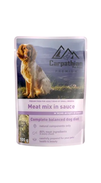 Carpathian Pet Food «Meat mix in sauсe» м’ясне асорті в соусі (курка, яловичина, індичка, риба)