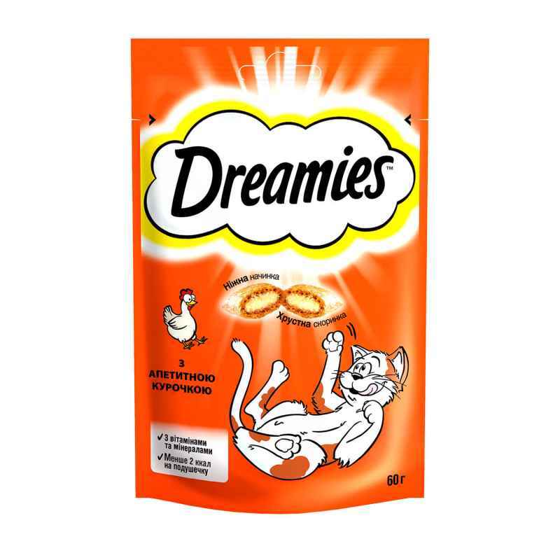 Dreamies (Дрімс) Ласощі у формі хрустких подушечок із куркою для котів
