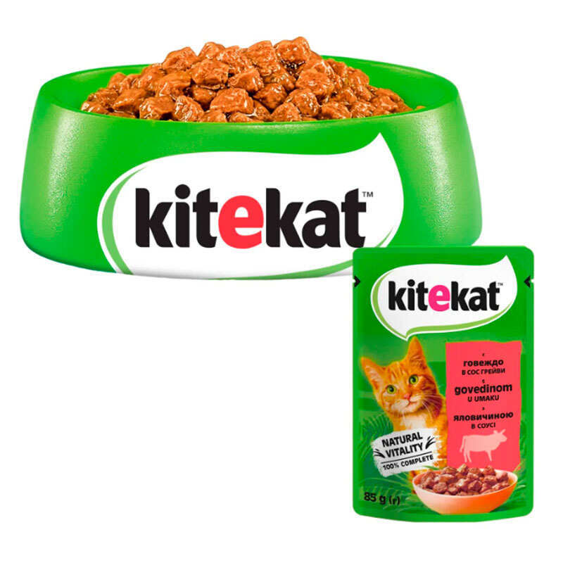 Kitekat (Кітікет) - Вологий корм з яловичиною в соусі для котів