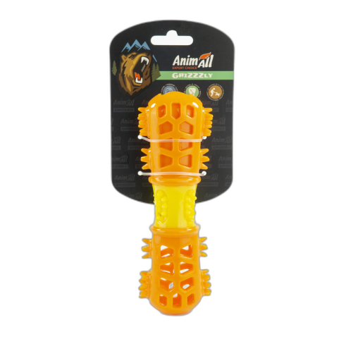 AGrizZzly Іграшка мультифункціональна кістка, помаранчево-жовта, (18,7х6х4,2 см)